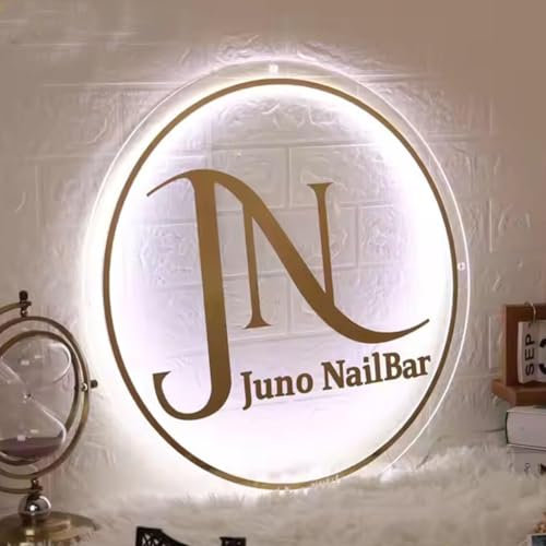 Neonschild mit individuellem Logo, personalisiertes Metall-Acryl-LED-Schilder, individuell beleuchtetes Schild, personalisiertes schwimmendes Logo für Unternehmen, Büro, Bar, Salon, Studio