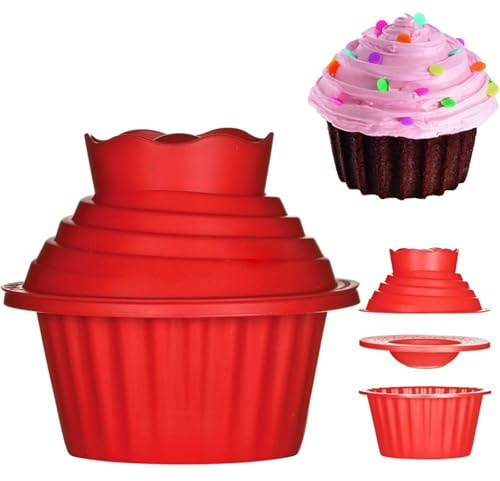 3 Pack Giant Big Silicone Cupcake Cake Mould Top Cupcake Bake Set Baking Mold Non-Stick Jumbo Caupcake Bake Sets for DIY Bake Tools Giant and Easy Cake Decorating