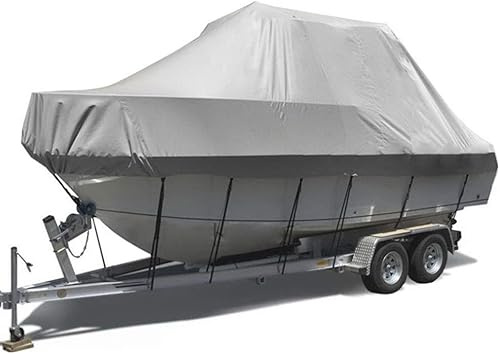 Telo Copri Barca, Tenda da Esterno per Barca Grande da 17 Piedi, Tessuto 210D e Resistente agli Strappi, Barca runabout a Tre scafi con Scafo a V (Grigio da 17 a 19 Piedi)