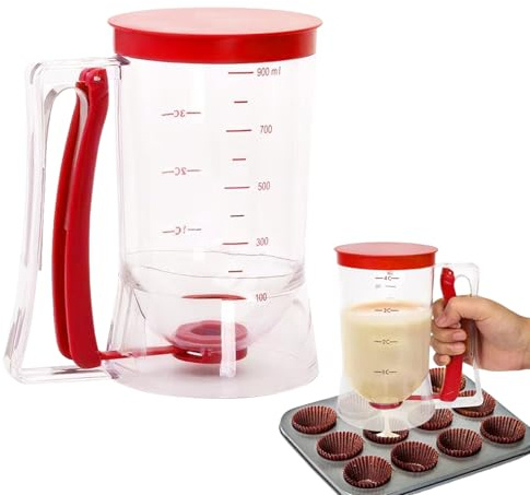 Pfannkuchen -Teigspender - 900 Ml Küchenwerkzeug, ABS+PP -Ausgieß, Leckdichtes Backgadget Für Einfache Frühstück Cupcakes Muffins Waffeln | Messen Von Etikettenbehälter Für Hauskost Und Tägliche Famil