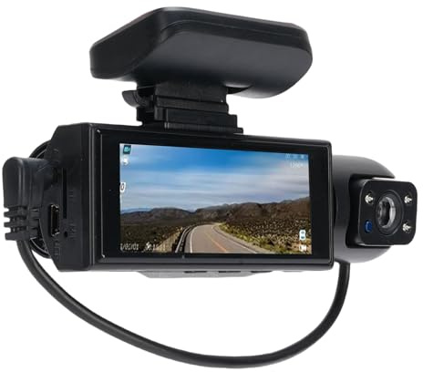 Tosuny Cámara de Doble Tablero, Full HD Cámara del Automóvil Delantera y Interior con Pantalla de 3.16 Pulgadas, Lente de 140 ° de Gran Angular, para la Grabadora de Conducción del
