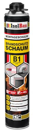 Isolbau - Bauschaum B1 - Montageschaum - PU-Schaum 750 ml - Pistolenschaum - 1K Brandschutzschaum - Dämmschaum - Abdichtung, Wärmedämmung und Schalldämmung