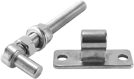 Ludom Bisagra para puerta de jardín M16 x 152 mm, paquete de 2, bisagra de acero inoxidable 304, perno en J, gancho para puerta de valla de estera de doble varilla, metal para pasto