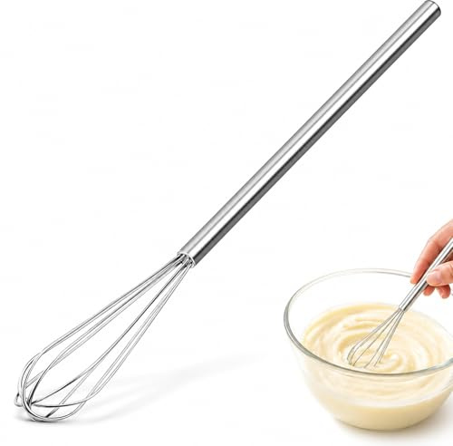 Mini Whisk – Stainless Steel Small Hand Whisk & Egg Beater for Blending, Beating, Stirring – Cooking and Baking Tool – Silver
