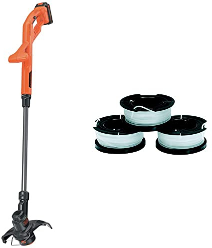 BLACK+DECKER Coupe-Bordures Electrique 18V, 25 cm, Batterie 2 Ah, Télescopique, Pivotant, 3 Bobines de Rechange, 3 x 10 m de Fil en Nylon, Fil de ⌀1,5 mm