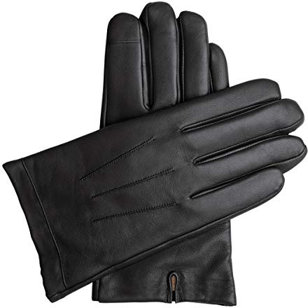 Downholme Gants Tactiles en Cuir pour Homme avec Doublure en Cachemire