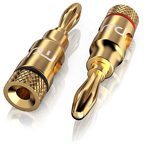 CSL - 2X High End Bananenstecker HiFi Lautsprecherstecker - für Lautsprecherkabel bis 6,8mm - vergoldete Kontakte - optimale Signalübertragung Einwandfreie Tonqualität