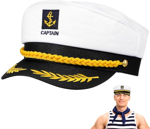 BESTOYARD Kapitänsmütze Marine Mütze für Erwachsene Kinder Kostüm Zubehör (Weiß)