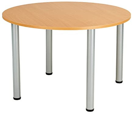 Office Hippo Round Office Table, Sturdy & Robust Circular Desk, For Home, Canteen, Boardroom or Meeting Room, Beech, 100 x 100 x 73 cm