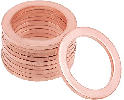 sourcing map 10 Stück 16 mm x 22 mm x 1,5 mm Kupfer Unterlegscheiben für Schraubenbolzen
