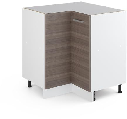 Vicco Eckunterschrank R-Line, Edelgrau, 75.6 cm | Verbindet zwei Küchenseiten · Ohne Arbeitsplatte · Höhenverstellbare Füße · 1 Einlegeboden · 1 Tür