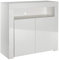 MMT Modern Sideboard White Matt Gloss Buffet Display Cabinets Drinks Cabinet with LED Lights (White, Medium),