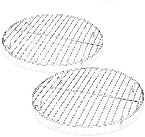 Homikit Rund Abkühlgitter 2er-Set, Edelstahl Kuchengitter Auskühlgitter zum Backen Kühlen Dämpfen, 27 cm, Gesund & Langlebig, Rostfrei & Spülmaschinengeeignet