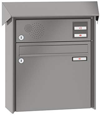 RENZ/Prisma/Aufputz-Briefkastenanlage Wand-Briefkasten/RAL-Farbe 9007 Volumen 12 L/Sprechsieb Oben/Dein-Briefkasten.de