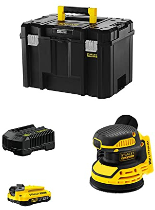 Ponceuse Excentrique STANLEY FatMax SFMCW220D1T (1 Batterie de 2,0 Ah + Chargeur + TSTAK VI)
