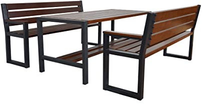 Pubik | Gartenmöbel-Set Modern mit Zwei Bänken und einem Tisch aus hochwertigstem Holz - für den Einsatz im Garten oder zu Hause, 180 x 73 x 73 cm Tisch, MZB2