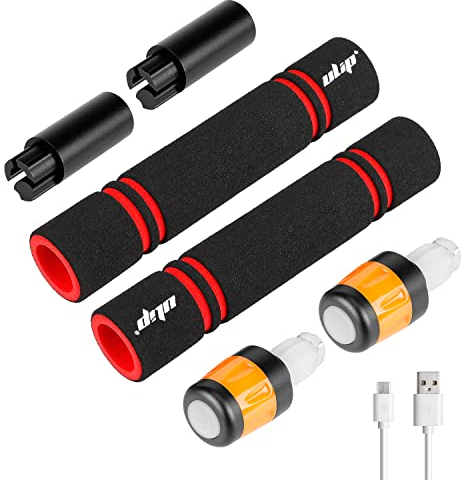 MotuTech Erweiterter Griff + LED-Blinklicht, wasserdicht, wiederaufladbar, für Xiaomi M365 Pro Pro2 1S MI3 Scooter, Segway Ninebot ES1 ES2 ES3 ES4 E22 E25 E45 (Schwarz + Schwarz Orange)