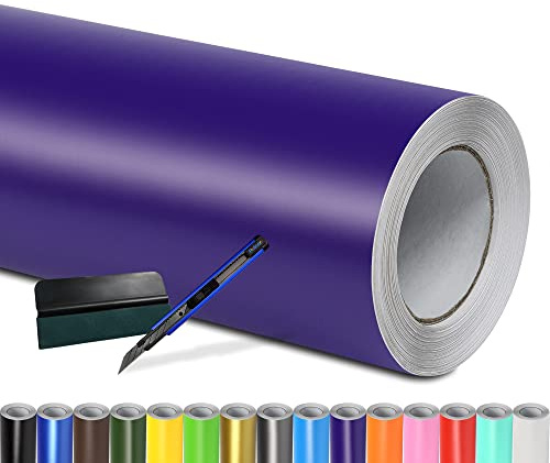 Folindo Autofolie Lila Matt (23€/m²) - 50 x 152 cm – Selbstklebende Auto Lackschutzfolie mit Luftkanal Technik – Blasenfreie Auto Folierung inkl. Rakel & Cutter – Car Wrapping Folie