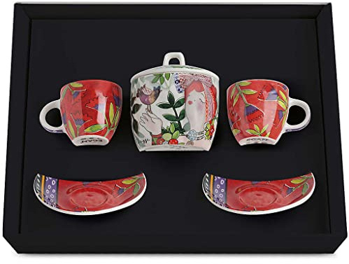 Egan Set 2 tazze caffè + Zuccheriera Le Pupazze Rossa