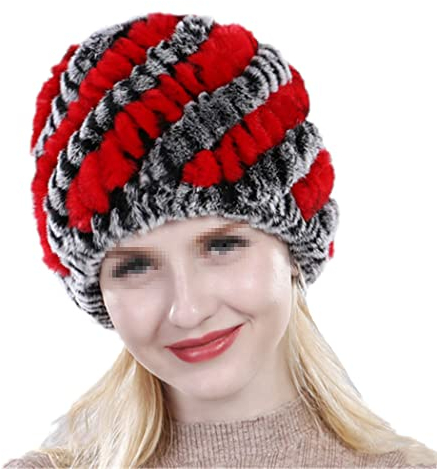 keusyoi Russische Damen-Pelzmützen für Damen, Kintted Fellmütze, für den Außenbereich, warme Pelzmützen