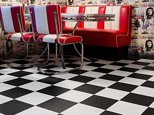 PVC Bodenbelag Vinylboden in Schachbrett-Optik, Zuschnitt (3m breit / 4,5m lang)