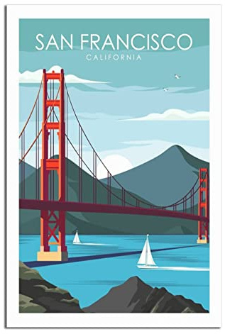 YONGCAI San Francisco Golden Gate Bridge Vintage Kunst Poster Leinwand Wand Home Room Decor Wandposter Wohnzimmer