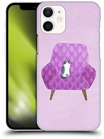 Head Case Designs Licenza Ufficiale Planet Cat Sedia Lilla Cat Poltrona Custodia Cover Dura per Parte Posteriore Compatibile con Apple iPhone 12 Mini