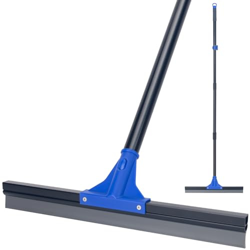 Floor Squeegee with Telescopic Long Handle 59'', Heavy Duty 18 Rubber Wiper Broom for Concrete, Bathroom Tile, Garage, Deck