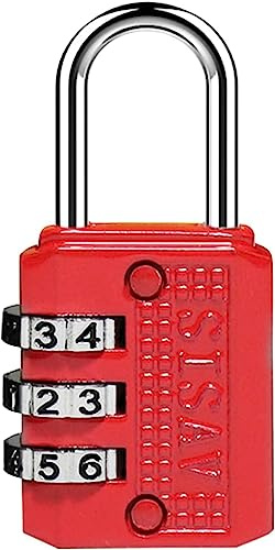 SISAV Cadenas à Combinaison à 3 Chiffres,Cadenas de Gym,Cadenas d'Extérieur,Adapté aux Casiers d'École,aux Boîtes à Outils,aux Sacs à Dos de Voyage,avec Loquet (Rouge,1 Pièces)