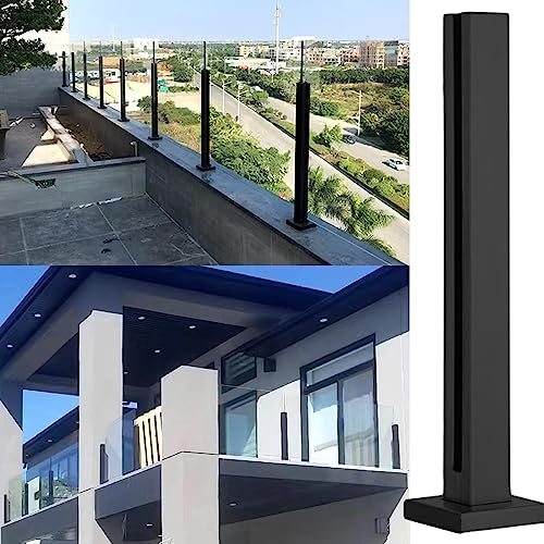 Glas Geländerpfosten Glashalter Edelstahl Balkon Terrasse Glasgeländerpfosten Pool-Zaun-Säule Schwarz Abstandshalter Für Landepanel-Geländer Für Innerhalb Außen Ende / Ecke / Mittelpfosten Quadrat ( C