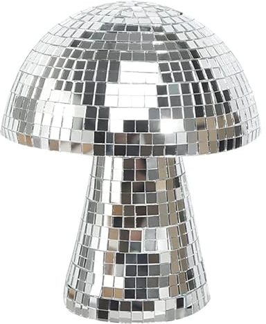 Byffoer Mirror Mushroom Disco Ball, Mushroom Disco Ball Ornament Decorative Disco Ball Mushroom Silver Disco Ball Dazzling Mushroom Disco Ball Disco Mirror Glitter Ball for Home Decoration, Table