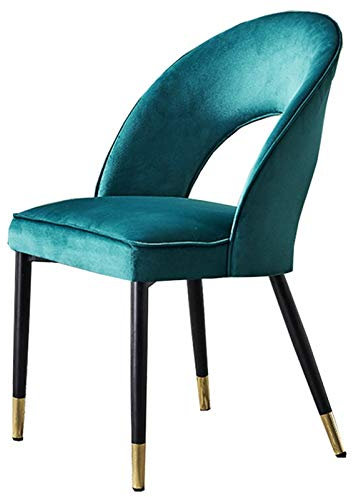 SAFWEL Sessel Esszimmerstühle Küchenstuhl Design der Rückenlehne Konferenz-Besucherstuhl Samt/PU Leder Metallbeine Tragfähigkeit 150kg (Color : Blue)