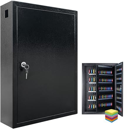 VORVIL Key Lock Box Cabinet with 200 Hooks, Wall Mount Key Storage Box, Key Organizer Locker Box, Heavy Duty Galvanized Steel Key Lock Box with 200 Key Tags and Labels (‎SKC-235)