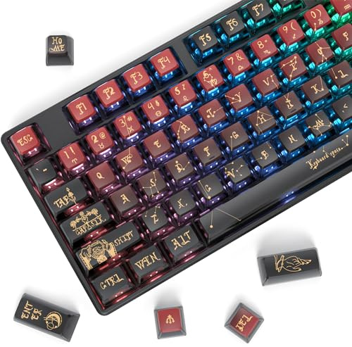 Guffercty kred Pudding PBT Keycaps for 75 Percent Keyboard, 120-Keys Transparent Keycaps ASA Profile Custom Replacement Key Caps US Layout for 60 68 82 87 104 Key Set Mechanical keyboard (Constellatio