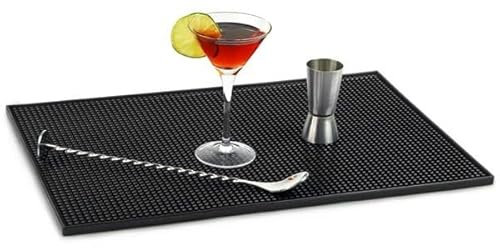 Chabrias Ltd 18×12 Black Rubber Spill Mat – Non‑Slip Counter Bar Runner for Home Bar & Coffee Station, Stylish Runner Beer Accessories Protects Surfaces, Gift for Barware Enthusiasts & Beer mats