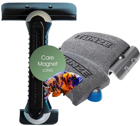 Tunze Care Magnet Long I Pulitore per acquari di spessore 10 – 15 mm, sottile detergente per vetri con lama arrotondata in acciaio inox, magnete per alghe con rischio di graffi notevolmente ridotto