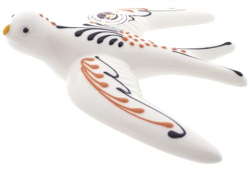 CERÁMICA ESPAÑA La Schwalbe | Wandskulptur | Fliegende Schwalbe | Weiße Schwalbe | Modell D04 | 100 % handgefertigte Dekoration | 17 x 20 x 5 cm