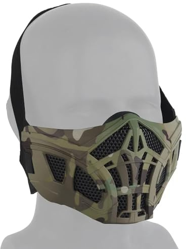 Peminkoo Taktische Maske Halbgesicht Paintball Airsoft Schutzmaske Skorpion Maske Inneres Silikon Design Atmungsaktive Cosplay Masken