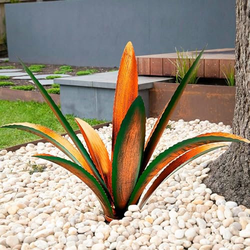 Nitoope Escultura rústica de tequila, figuras de plantas de agave de metal para patio al aire libre, decoración de patio, adornos de jardín al aire libre, regalo para mamá/mujeres, estacas de patio y