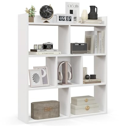 GIANTEX Bücherregal, Standregal mit 7 Würfeln, Raumteiler mit Kippschutzvorrichtungen, Würfelregal für Schlafzimmer, Büro, Wohnzimmer, 80 x 20 x 90 cm (Weiß)