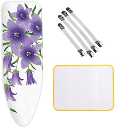 ZJBKX Bügelbrettbezug für Dampfbügelstation, geeignet für Bügelbrett von 30–45 cm x 110–125 cm, mit 4 Spannern, 1 Bügeltuch