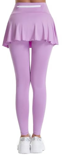 Leggings para mujer con falda 2 en 1, falda de tenis con pantalones, falda deportiva, falda deportiva, pantalones de ciclismo, deporte, ropa de tenis, entrenamiento, yoga, con bolsillos, falda