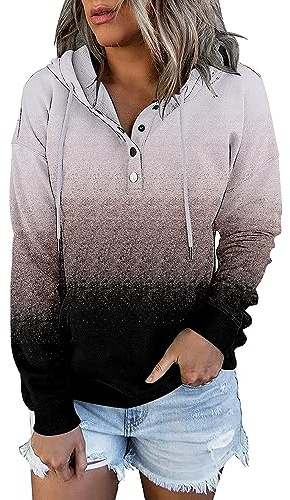 KISSMODA Women's Hoodies Long Sleeve Shirt Casual Sweatshirt Zip Up Fall Clothes for Women Tops Blouse Black Mosaic XLarge
