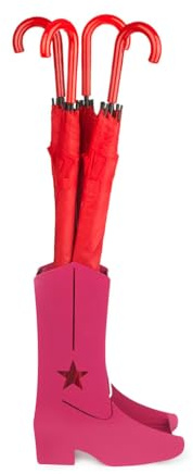 Balvi Paragüero Country Boots Color Rosa Fácil circulación de Aire y con Bandeja Recoge Aguas Metal