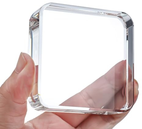 H&D HYALINE & DORA Crystal Paperweight Clear Square Crystal Paperweight Decorative Office, Glass Paperweights for Home Crafts Decor,Heavy Clear Crystal Paperweights for Photography Reading