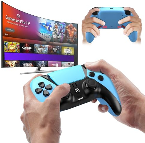 UGAME Replacement for Luna Controller, Wireless Control for PC Fire Stick TV PS4 Steam Phone Tablet with 2 Map Buttons Macro Turbo,ldeal Gift for Christmas, Ymir Blue