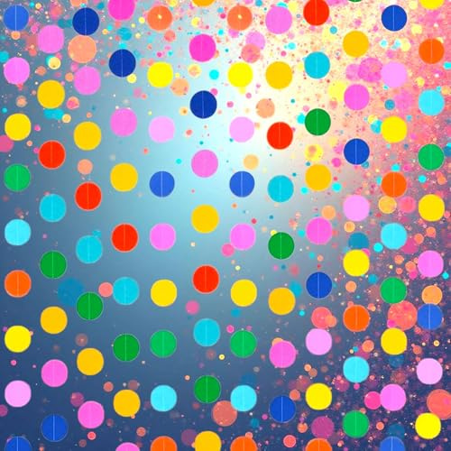 Quirki Hanging Rainbow Birthday Paper Garland Streamers Bunting Decorations 35ft (10.6m) Multicoloured Paper Circles Colourful Party Supplies
