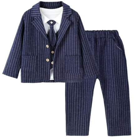 Lito Angels Completo Elegante Bambino Abito da Gentleman Cerimonia Striscia Vestito da Paggetto Taglia 2 Anni, Marina
