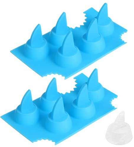 MOLUCKFU 2pcs Shark Ice Cube Mold Silicone Flexible Tray for Kitchen Baking and Dessert Making