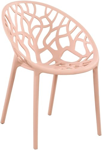 CLP Gartenstuhl stapelbar wetterfest Hope, Gartensessel mit Lehne UV-beständig, Outdoorstuhl aus Kunststoff bis 150 kg belastbar | Farbe rosa